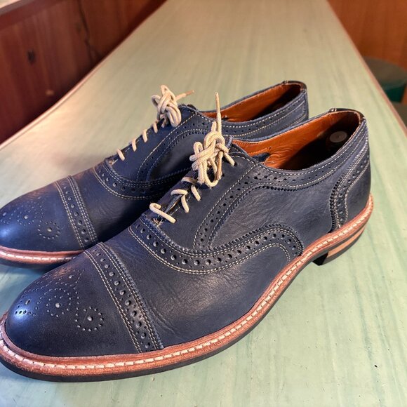 Mens Allen Edmonds Standmok Blue Cap-toe Oxford With Daninte Rubber Sole 11 D